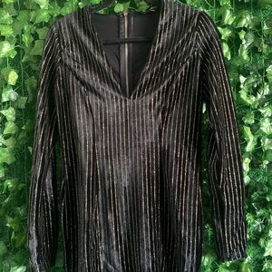 Black w/ Gold Pinstriped Dress